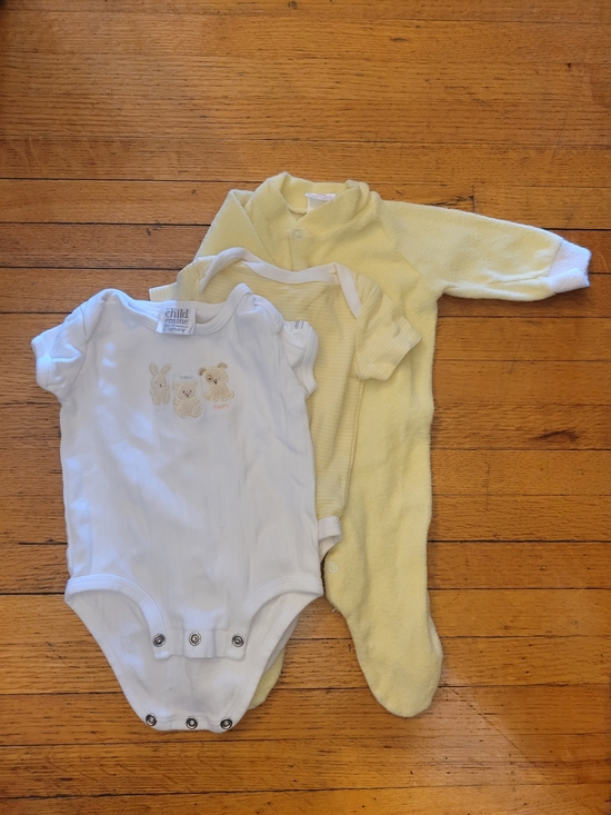 child of mine Other - Yellow And White Onesies & Yellow Footed Sleep 'N Play - 3-Pack